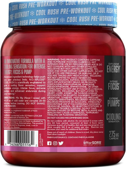 BSN N.O.-XPLODE Cool Rush Pre Workout Powder, Preworkout Energy Supplement for Men and Women with Creatine and Beta-Alanine, New Flavor: Bubblegum Blast, 30 Servings