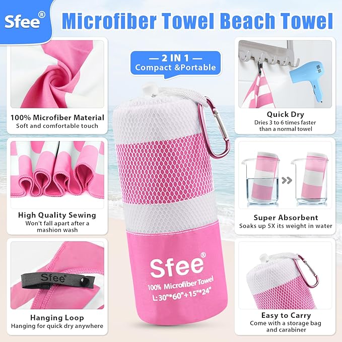 Sfee 2 in 1 Microfiber Beach Towel