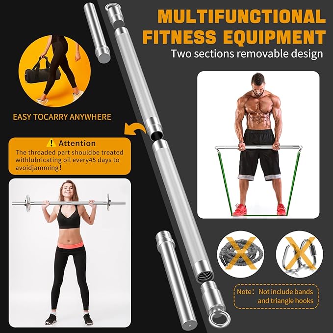 DASKING Barbell Bar - Upgraded Multifunction 4ft Weight 1.1 Inch 2 Spring