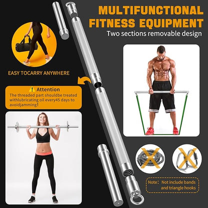 DASKING Barbell Bar - Upgraded Multifunction 4ft Weight 1.1 Inch 2 Spring