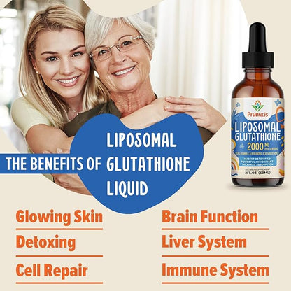 2000MG Liposomal Glutathione Liquid, 98% Absorption, Glutathione Liquid Supplement, Active Form L- Glutathione, Powerful Antioxidant Non-GMO for Immune System, Aging Defense, Detox, 4 FL.OZ