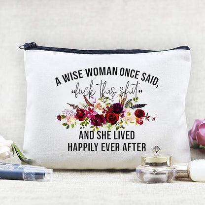 Funny Canvas Cosmetic Bag Makeup Bags Cute Travel Bag Birthday Gifts Friend Gifts for Women (Style-C)