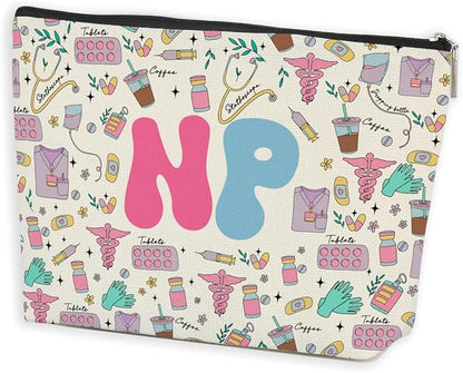 Nurse Practitioner Gifts for Women NP Makeup Bag Nursing Cosmetic Bag Nurse Gifts Nursing Student Gifts Nurse Day Birthday Nurse Appreciation Gifts for Nurse RN Nurse Practitioner Makeup Zipper Pouch