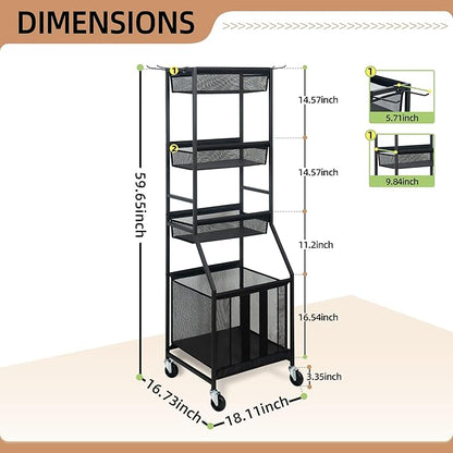STORAGE MANIAC Ball Storage Bin Rolling Sports Ball Cart, Metal Garage Organizer Sport Rack Basketball Storage Cage for Garage or Gym, Indoor & Outdoor Sports Equipment Organizer