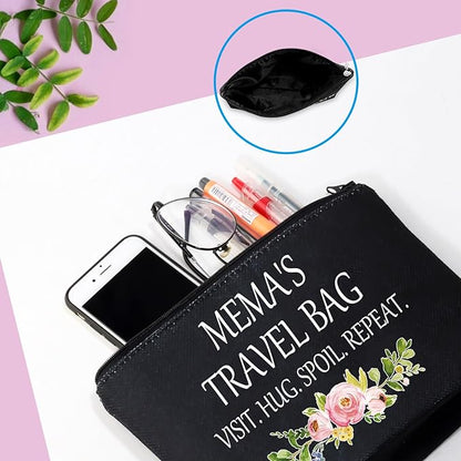 GJTIM Mema Cosmetic bag Grandma Mema Mother’s Day Birthday Appreciation Gift Travel Toiletry bag for Mema (Mema's Travel Black)
