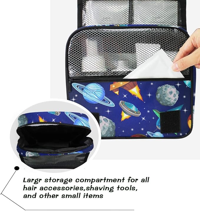 senya Hanging Travel Toiletry Bag Kit Boys Makeup Case Cosmetics Organizer for Men Women (Universe Galaxy Planet Nebula)