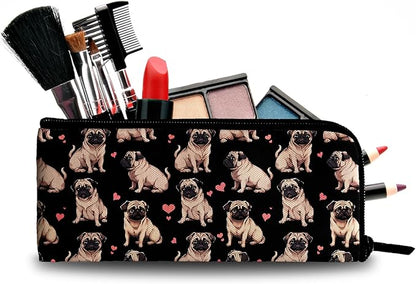 Pug Dog Makeup Bag for Purse - 2Pcs Cosmetic Bags Travel Toiletry Bags for Women Makeup Organizer Zipper Pouch