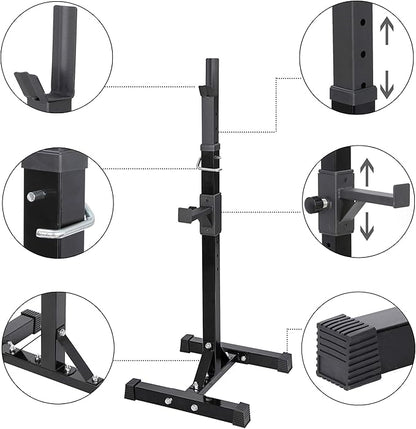 ANT MARCH Pair of Adjustable Height 40"-66" Portable Dumbbell Racks Sturdy Steel Squat Rack Barbell Free Bench Press Stands Home Gym Load 550Lbs Dipping Station