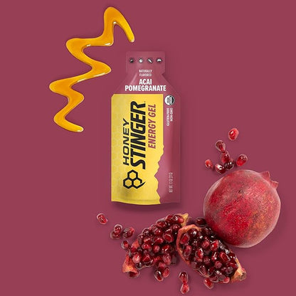 Honey Stinger Organic Acai Pomegranate Energy Gel | Gluten Free & Caffeine Free | For Exercise, Running and Performance | Sports Nutrition for Home & Gym, Pre and Mid Workout | 24 Pack, 26.4 Ounce