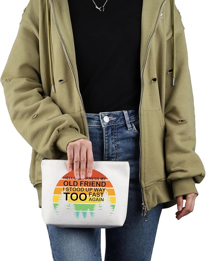 VAMSII POTS Awareness Gift Hello Darkness, My Old Friend Makeup Bag POTS Syndrome Fighter Warrior Cosmetic Bag Dysautonomia Awareness Gift (Hello Darkness My Old Friend M)