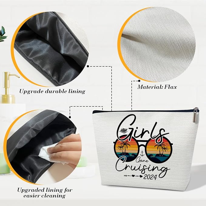 Cruise Lover Makeup Bag Summer Vacation Gift, Cosmetic Bag Travel Organizer Zipper Pouch For Family, Beach Lovers, Cruise Travel Gift and Beach Theme Decor