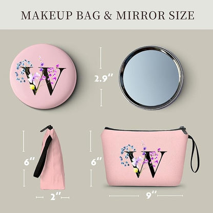 SEAMOON Birthday Inspirational Bridesmaid Proposal Team Small Gifts for Women Mom Aunt Teacher Sister Coworkers Makeup Cosmetic Bag Travel with Mirror Mothers Day Christmas Graduation W