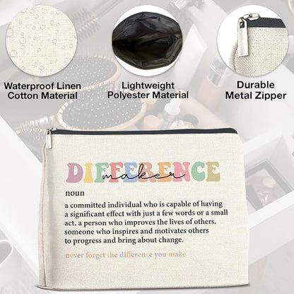 Difference Maker Makeup Bag Thank You Gifts for Mentor Leader Coach Boss Manager Leaving Retirement New Job Going Away, Difference Maker Gifts Cosmetic Bag Zipper Makeup Pouch