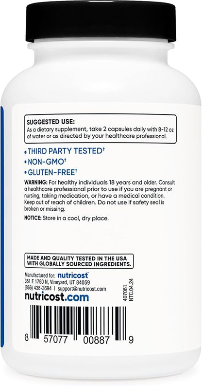 Nutricost HMB (Beta-Hydroxy Beta-Methylbutyrate) 1000mg (120 Capsules) - 500mg Per Capsule, 60 Servings - Gluten Free and Non-GMO