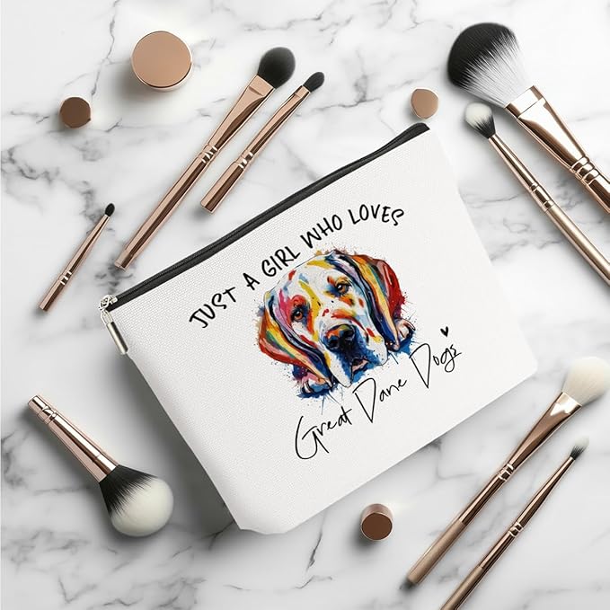 Great Dane Gifts Makeup Bag Great Dane Dog Lovers Cosmetic Bag Travel Organizer Bags Makeup Pouch, Christmas Birthday Friendship Animal Lovers Gifts for Women Girls Sisters
