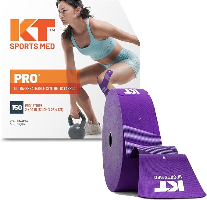 KT Tape, Pro Synthetic Kinesiology Athletic Tape, 150 Count, 10” Precut Strips