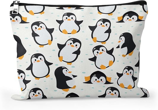 Cafl Cute Penguins Makeup Bag Penguin Cosmetic Bag for Women Large Capacity Make Up Bag Portable Travel Toiletry Pouch Organizer 10 * 8inch