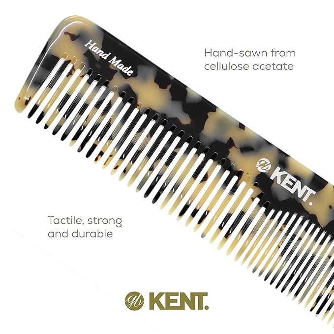 Kent 16T TW Fine Tooth and Wide Tooth Comb for Daily Grooming, Handmade Styling Comb for All Hair Types, Styling and Detangling Combs for Men and Women