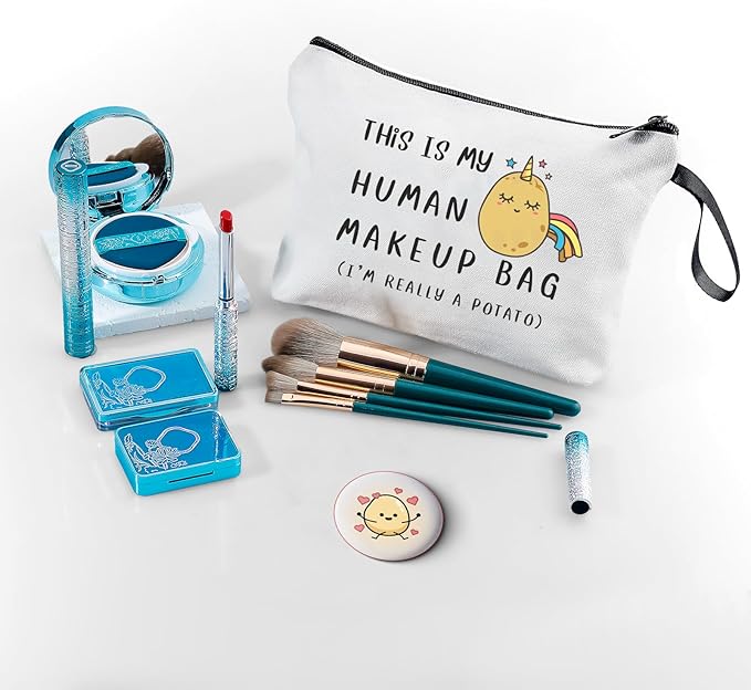 Potato Funny Birthday Gifts Ideas for Friend Girl Teen Women Sister Daughter Makeup Bag with Mirror Unique Christmas