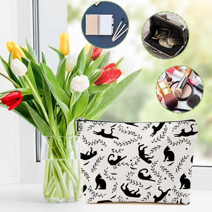 Cat Makeup Bag Cat Gifts Cosmetic Bag Cat Lover Gifts for Women Girls Best Friends Daughter Cat Themed Gifts Cat Stuff Travel Organizer Zipper Pouch Graduation Birthday Friendship Gifts