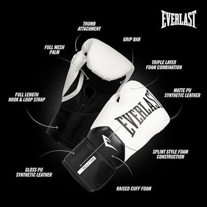 Everlast Elite 2 Boxing Gloves, Pro Training Gloves for Men and Women, Secure Fit Hook and Loop Closure & Ventilation, Heavy Bag & Speedbag Training.