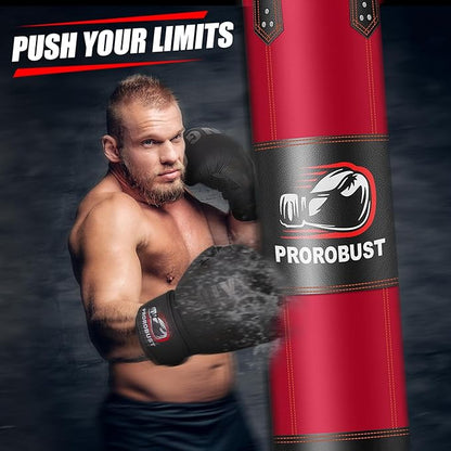 Prorobust Punching Bag for Adults, Red 4ft Oxford Heavy Boxing Bag Set with 12 oz Gloves for MMA Kickboxing Boxing Karate Home Gym Training (Unfilled)