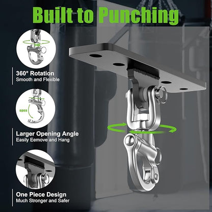 Eapele Punching Bag Hanger, Heavy Bag Ceiling Mount Holder for Hanging, 360° Swivel Boxing Bag Hanger for MMA Training, Muay Thai Bags, Heavy Duty Hook for Aerial Yoga, Porch Swings, Hammock Chairs