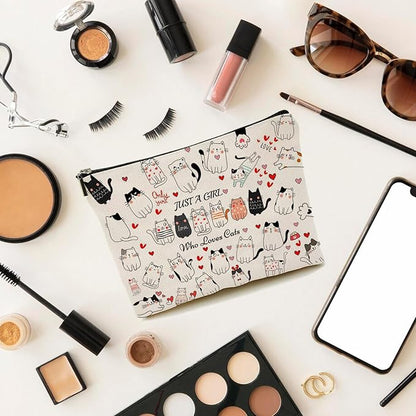 Cat Makeup Bags, Cat Lover Gifts for Girls Women, Cute Cosmetic Bag Birthday Christmas Gifts for Her, Sister, Daughter, Women