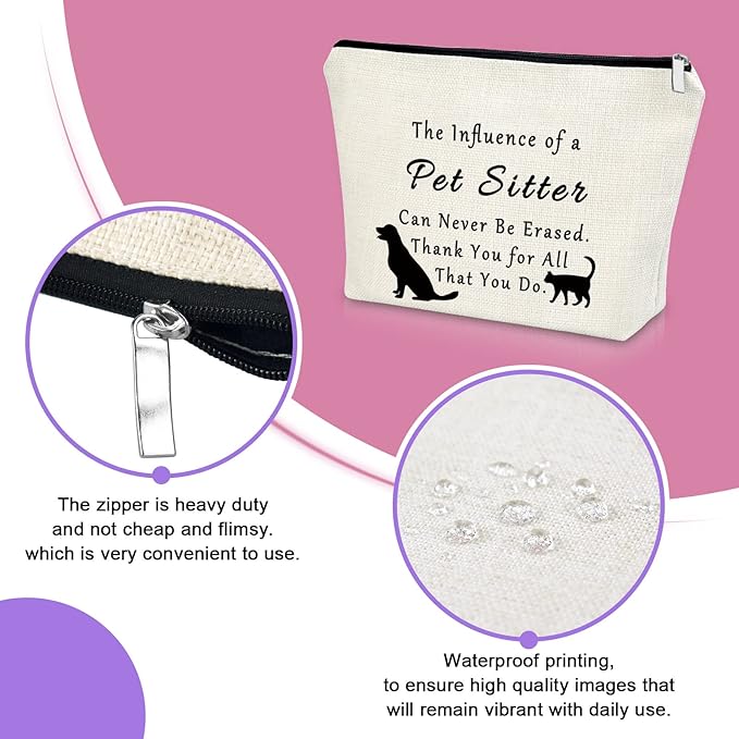 Pet Sitter Gifts Pet Lover Gifts Makeup Bag Dog Cat Lover Gifts for Women Appreciation Gifts Ideas Cosmetic Bag Birthday Thanksgiving Day Christmas Gifts for Her Cosmetic Travel Pouch