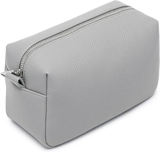 PU leather Organizer Bag Lightweight Cosmetic Bag with Ring Clasp Perfect Travel Makeup Bag for Women (Shark Gray/PU)
