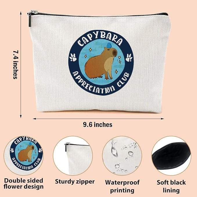 Capybara Makeup Bag, Capybara Gifts for Women, Capybara Lovers Cosmetic Bag Travel Organizer Bags Makeup Pouch, Capybara Stuff Animal Lovers Gifts for Girls Best Friend Christmas birthday Gifts