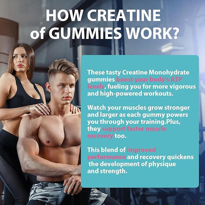 Creatine Monohydrate Gummies, Creatine for Women, Creatine Pre Workout Chewables Supplement 5000mg with Taurine & B6 - for Muscle, Recovery, Strength, Energy & Endurance and Performance - 600 Counts
