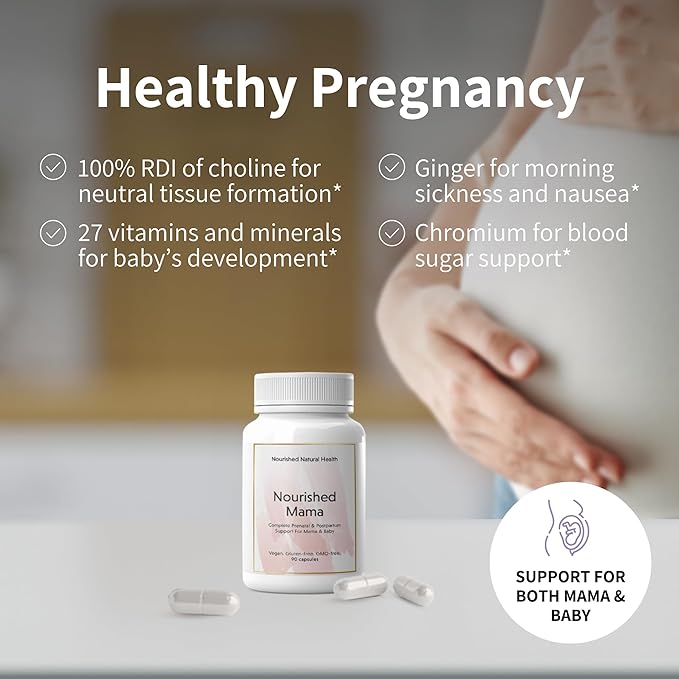 Nourished Mama Prenatal Multi Vitamin - Vegan Multivitamin for Preconception, Pregnancy, and Breastfeeding Support (2 Bottles)