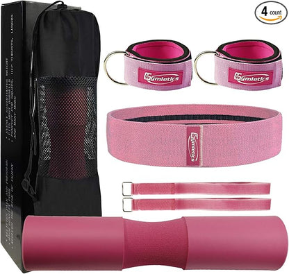 7 Pack Barbell Squat Pad for Standard Set, Barbell Pad for Hip Thrusts, 2 Gym Ankle Straps, Hip Exercise Band, 2 Squat Pad Safety Straps and Carry Bag …