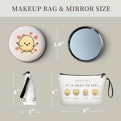 Potato Gifts,Fun Gifts for Women,Sisters, Daughter, Positivity Gifts,Funny Makeup Bag with Mirror, Friend Birthday Gifts for Women,Womens Gifts Unique,Christmas Gifts