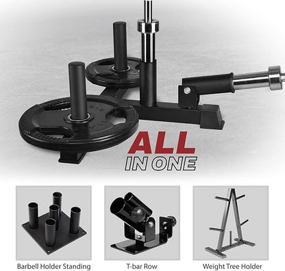 Yes4All Deluxe T-Bar Row Platform – Full 360° Swivel & Easy to Install – Fits 1” Standard and 2” Olympic Bars (8. Black - T-Bar Row Platform + Lock Jaw 1inch & 2inch)
