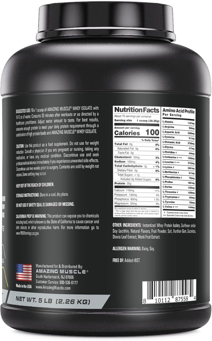 Whey Protein Isolate Powder | 25 Grams Protein Per Serving | 100% Whey Isolate | Zero Fat | Made in USA (5 Lb, Banana)