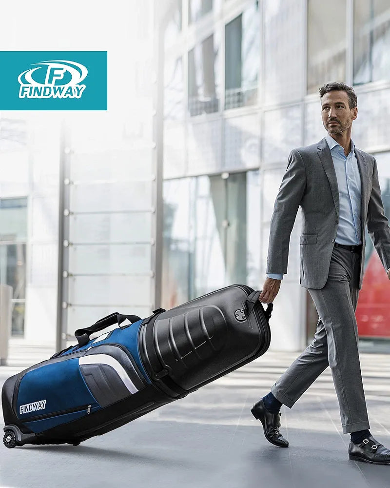findway Golf Travel Bags for Airlines with Wheels and ABS Hard Case Top, Protect Your Clubs, Waterproof 1680D Oxford Fabric and Oversize Tank Wheels, Lightweight and Easy to Maneuver