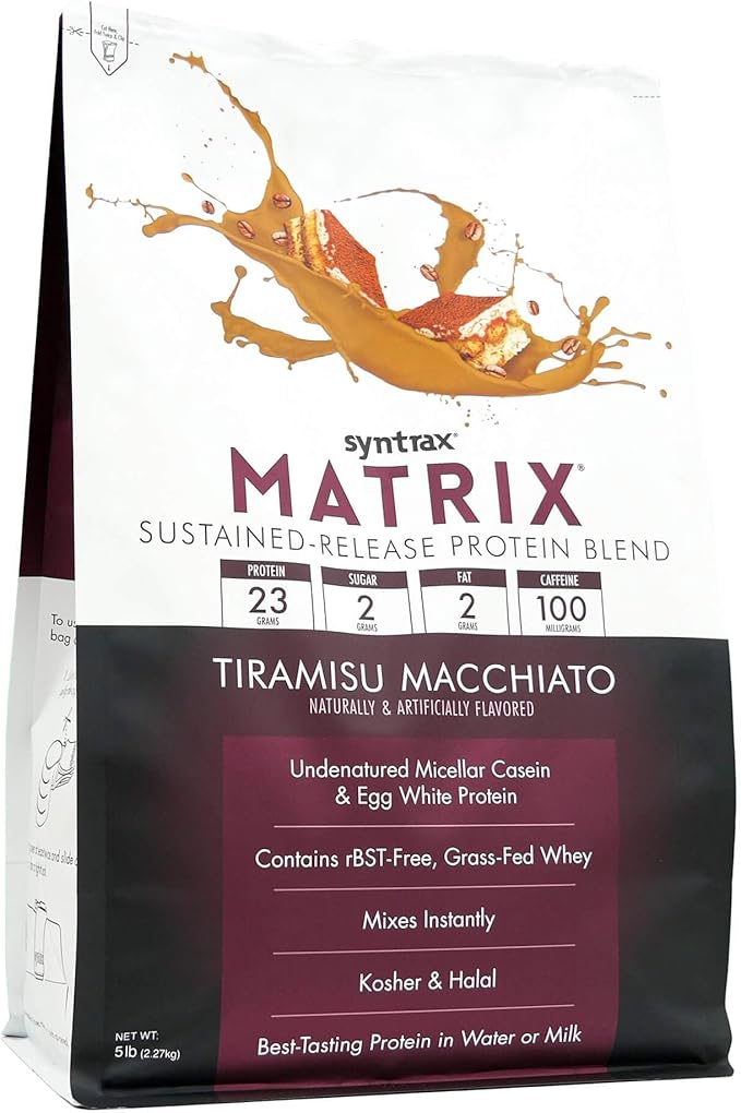 Syntrax Nutrition Matrix, Sustained-Release Protein Blend, Tiramisu Macchiato, 5 lb