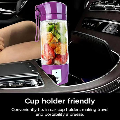 Portable Personal Blender,13OZ Cordless Juicer Cup,Serrated 6 Blade,with Filter,USB Rechargeable and Self Cleaning,Ideal for Smoothies,Ice Blending,Juicing,Mini Blender for Travel Sports Outgoing
