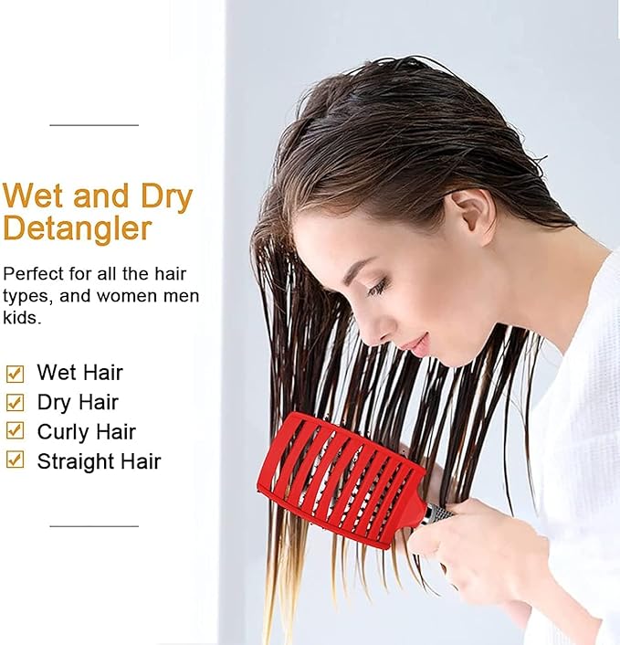 Voremy Magical Ultra Detangling Brush for Wet or Dry Hair - Fast Drying Styling Massage Hairbrush for Men, Women and Kids (Pink+Purple)