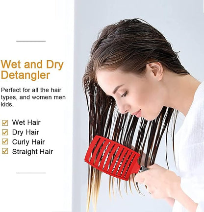 Voremy Magical Ultra Detangling Brush for Wet or Dry Hair - Fast Drying Styling Massage Hairbrush for Men, Women and Kids (Pink+Purple)