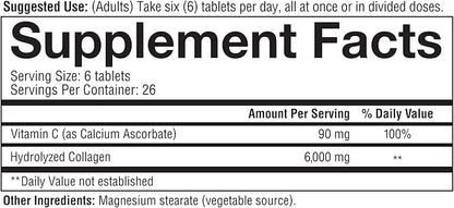 Youtheory Advanced Collagen - 6,000 mg Collagen - with Vitamin C - for Hair, Skin & Nails* - Collagen Supplements for Women and Men - 160 Tablets