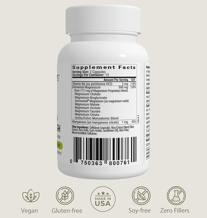 BIOptimizers Magnesium Breakthrough Supplement 4.0-7 Forms of Mg: Glycinate, Malate, Citrate, and More - Natural Support for Sleep and Cognitive Function - 30 Capsules- Calming Vitamins Complex