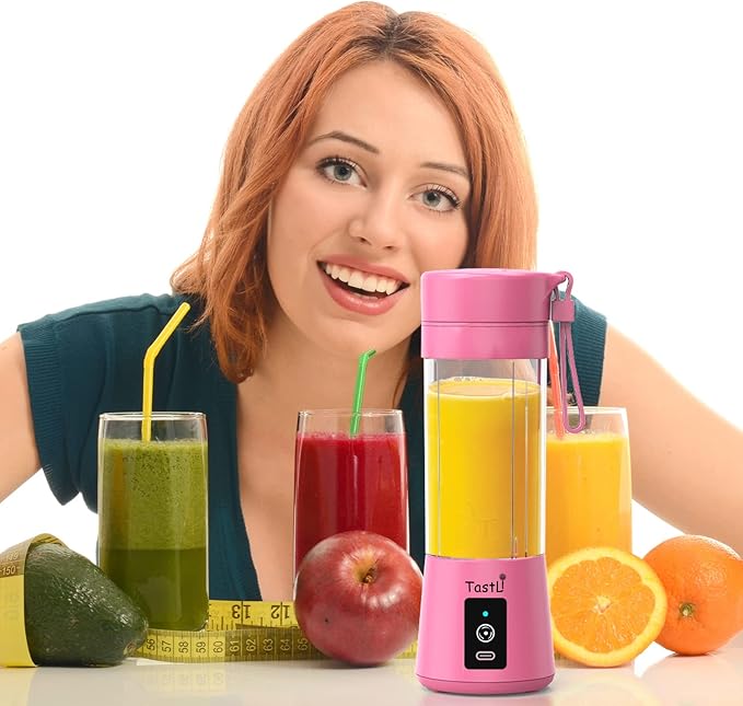 Portable Blender, Mini Personal Blender Bottles for shakes and smoothies，with USB Rechargeable On The Go Mixer Electric Blender juicer Cup for Fruit Juice Protein mixes (Pink)