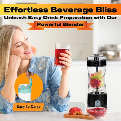 Compuaddict - Personal Blender Shakes and Smoothies 13 OZ Individual Mini Blender USB Rechargeable Fresh Juice Portable Blender Travel Blender (Black)