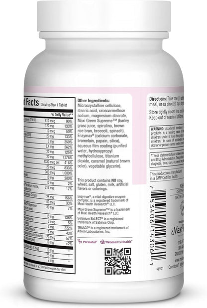 Maxi Health One Prenatal - Womens Prenatal Vitamins with Iron - Enhanced Absorption & Bioavailability - Daily Multivitamin for Women - Multi Vitamin & Mineral Supplement for Adults - 60 Capsules