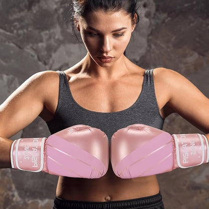 Pro Style Boxing Gloves Punching Bag Gloves for Women, PU Leather Gloves for Training Muay Thai, Sparring, Fighting Kickboxing,Heavy Punching Bag Gloves for Ladies
