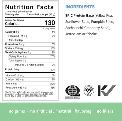 Plant Based Protein & Superfoods Powder, Original, Unflavored | Organic Protein Powder, Vegan, Non Dairy, Non-GMO, Gluten Free, Sugar Free, Perfect Keto Drink Mix (1 lb)