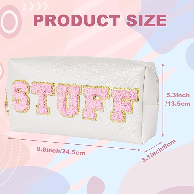 Christmas Gifts for Her Preppy Patch Stuff Portable Makeup Bag Bulk Cosmetic Bag Waterproof Travel Organizer Zipper Pouch Storage Purse for Women Girls Gift